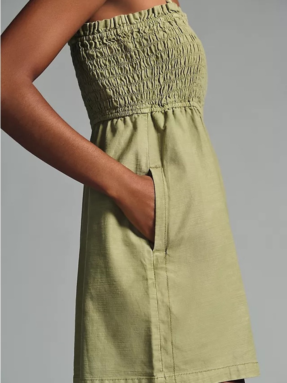 ANTHROPOLOGIE Pilco Smocked Sleeveless Romper In Green - Picture 4 of 8